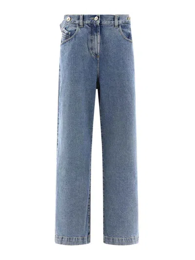 Attico Wide-leg Denim Cotton Jeans In Multi