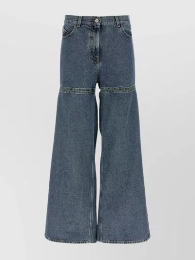Attico Wide Leg Denim Trousers Featuring Cut-outs