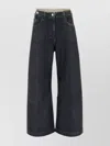 Attico Wide-leg Denim Trousers In Stretch Fabric