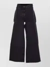 Attico Wide-leg Denim Trousers With Cut Out Detail In Black