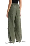 Attico Women's Wide Leg High-waisted Pants With Adjustable Elastic In Military