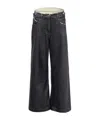 Attico Mat Coated Canvas Wide Leg Jeans In Gray