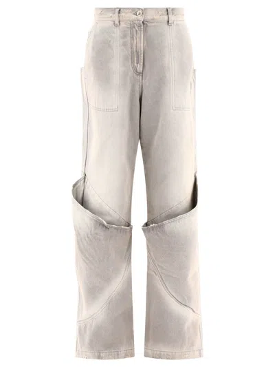 Attico Wide Leg Jeans In Gray