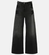 Attico Layered Waist Wide-leg Jeans In Schwarz