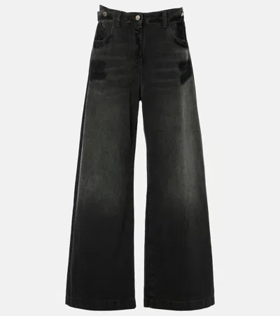 Attico Layered-waist Jeans In Black