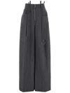 Attico Dark Grey Wool Blend Palazzo Pant In Black  