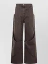 Attico Wide Leg Trouser With Pockets And Belt Loops In Brown