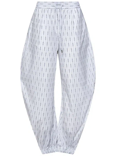 Attico Wide-leg White Jacquard Cotton Trousers