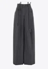Attico Dark Grey Wool Blend Palazzo Pant In Gray