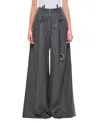 Attico Wide Leg Wool Pants In Grey