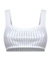 Attico White Cotton Hotfix Crystal Bralette Top In White