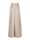 Attico Logo-ring Virgin-wool Palazzo Pants In Beige