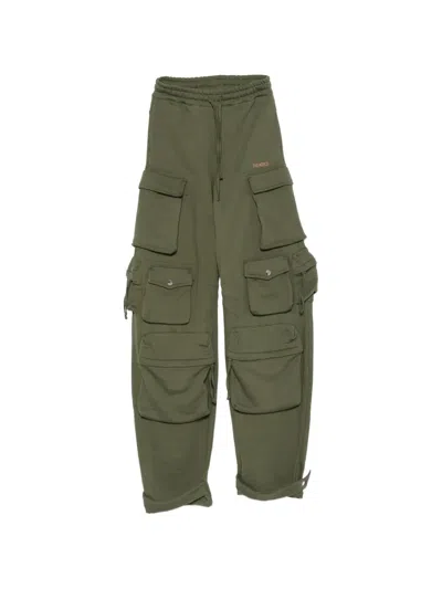 Attico Wide-leg Cargo-pocket Track Pants In Green