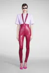 Attico Ruby Chain-trimmed Leggings In Red
