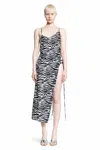 Attico White And Black Midi Dress In Black&white