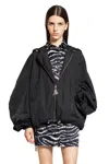 Attico Oversized Black Hooded Bomber Jacket In Black