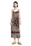 Attico Bandana Printed Muslin Midi Dress In Brown