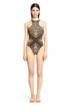 Attico Bandana Print Lycra One Piece Swimsuit In Brown