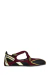 Attico Nomad Bordeaux Ballet Shoes With Criss-crossed Straps And Mesh Panels In Tech Fabric And Suede Woman In Black