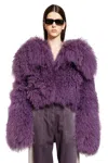 Attico Mongolia Fur Bomber Jacket In Violet In Purple