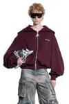 Attico Bordeaux Cropped Sweatshirt With Fixed Hood And Logo Lettering On The Front In Cotton Woman In Brown