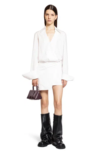 Attico Mini Wrap Chemisier Dress With In White