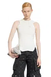 Attico White Sleeveless Crewneck Top With Tonal Logo Embroidery On The Front In Cotton Woman In White