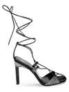 Attico Adele Sandals In Satin Fabric With Applied Strass In Black