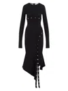 Attico Asymmetric Dress With Snap Buttons In Black
