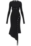 Attico Asymmetric Dress With Snap Buttons In Black