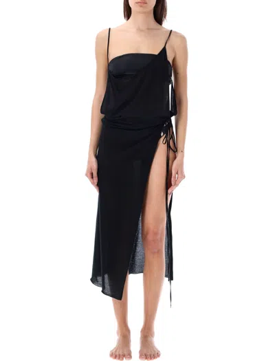 Attico The  Midi Dress Beachwear In Black