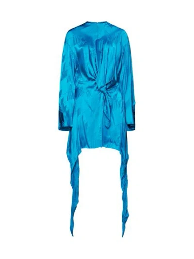 Attico Women's Asymmetric Satin Mini Dress In Blue