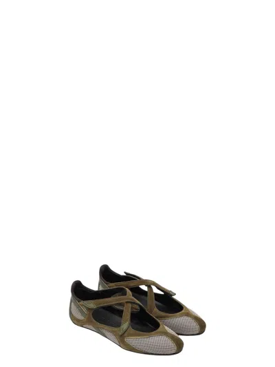 ATTICO WOMEN'S BALLERINA FLAT FLOOR 01 ARMY GREEN | SIZE IT 36.5 | 251WSH00871MIX062A COLOR 828