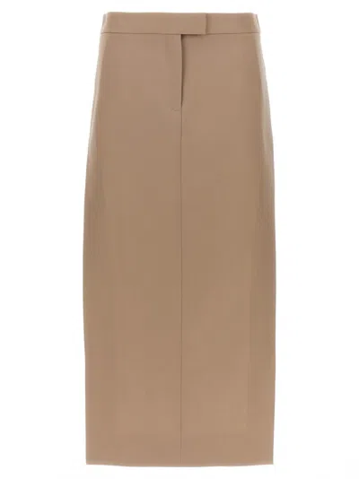 Attico Women Beige Midi Skirt In Brown