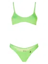 Attico Green Rubberised-logo Bikini