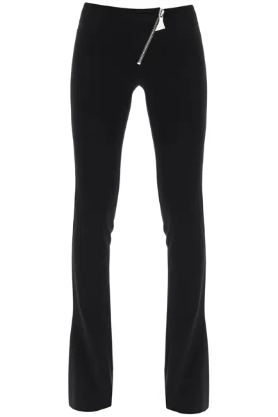 Attico Women's Black Bootcut Pants With Slanted Zipper For Ss24