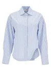 Attico Blue And White Striped Oversized Cotton Shirt In White