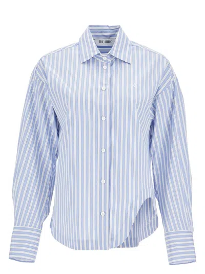 ATTICO WOMEN'S BLUE AND STRIPED OVERSIZED COTTON SHIRT