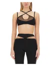 Attico Mesh-panel Criss-cross Bralette Top In Black