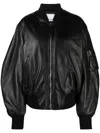Attico Bomber Jacket With Ribbed Collar And Zip Pockets In Black