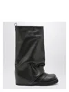 Attico 'robin' Black Boots With Square Toe And Logo Plaque On The Rear In Black