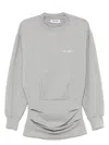 Attico Gray Cotton Short Dress With A Crew Neck In Gray