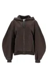 Attico Oversized Cotton Bomber Jacket With Hood In Brown