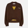 Attico Brown Cropped Sweatshirt With V Neck And Logo Lettering On The Front In Cotton Woman In Brown