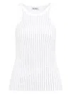 Attico Embellished Cotton Jersey Tank Top In Bianco