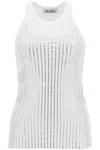 Attico White Tank Top With White Rhinestone In White