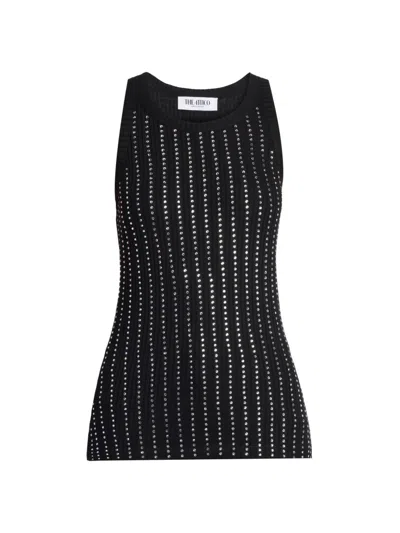 Attico Women's Crystal-embellished Cotton Tank Top In Black