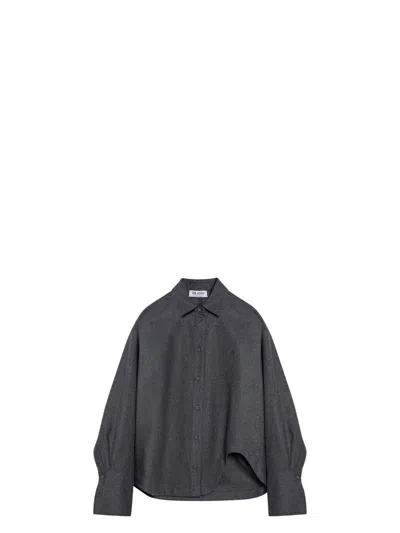 ATTICO WOMEN'S DARK WOOL BLEND ELIZA SHIRT
