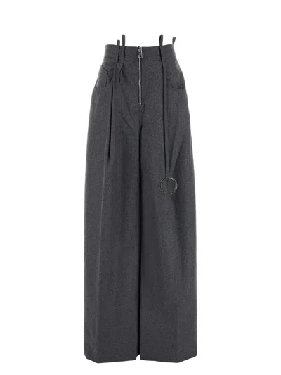 ATTICO WOMEN'S DARK WOOL BLEND PALAZZO PANT