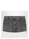 Attico Gray High-waisted Slim Fit Denim Mini Skirt In Black